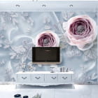 Miniatura fototapety Anmutige Blumen auf Stoff we wnętrzu salonu