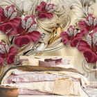 Miniatura fototapety Blumen mit Dekorationen we wnętrzu sypialni