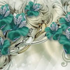 Miniatura fototapety Grüne Blumen in Diamanten