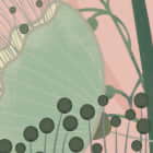 Miniatura fototapety Flamingo und Blumen fragment # 1