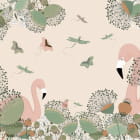Miniatura fototapety Flamingo und Blumen