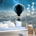 Miniatura fototapety Heißluftballon am Himmel we wnętrzu pokoju nastolatka