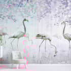 Miniatura fototapety Flamingo im Frühlingsgarten we wnętrzu pokoju dziecka