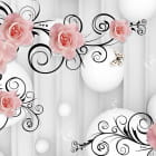 Miniatura fototapety Rosa Blumen und Kugeln
