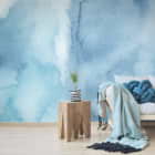 Miniatura fototapety Hellblaues Aquarell we wnętrzu salonu