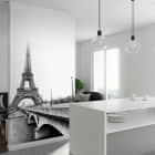 Miniatura fototapety Schwarz-weißes Paris we wnętrzu kuchni
