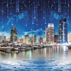 Miniatura fototapety Sternenfall über der Stadt
