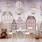 Miniatura fototapety Luftballons über der Stadt we wnętrzu pokoju dziecka