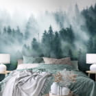 Miniatura fototapety Dämmerungswald im Nebel we wnętrzu sypialni