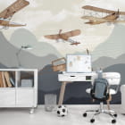 Miniatura fototapety Leichtflugzeug am Himmel we wnętrzu pokoju dziecka