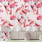 Miniatura fototapety Parade der rosa Flamingos we wnętrzu pokoju nastolatka