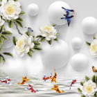 Miniatura fototapety Glänzende Rosen und Fische