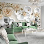 Miniatura fototapety Pastellfarbene Rosen und Ringe we wnętrzu salonu