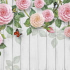 Miniatura fototapety Üppige Blumen und Schmetterlinge