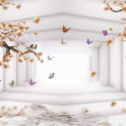 Miniatura fototapety Tunnel mit einem blühenden Baum 3D