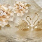 Miniatura fototapety Erstaunliche Blumen und Schwäne