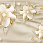 Miniatura fototapety Goldene Blumen auf 3D-Stoff