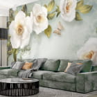 Miniatura fototapety Zarte Gartenrosen 3D we wnętrzu salonu