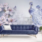 Miniatura fototapety Pfau und Magnolien 3D we wnętrzu salonu