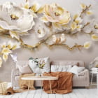 Miniatura fototapety Blühender goldener Baum 3D we wnętrzu salonu