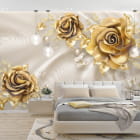 Miniatura fototapety Wunderschöne goldene Rosen 3D we wnętrzu sypialni