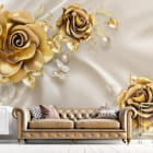 Miniatura fototapety Wunderschöne goldene Rosen 3D we wnętrzu salonu