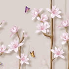 Miniatura fototapety Magnolien und Schmetterlinge