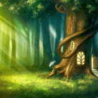 Miniatura fototapety Morgendämmerung in einem magischen Wald