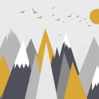 Miniatura fototapety Vogelschwarm über den Bergen