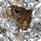 Miniatura fototapety Goldener Jaguar in Blumen