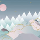 Miniatura fototapety Rosa Mond über den Bergen