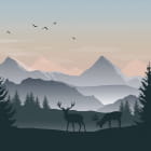 Miniatura fototapety Morgendämmerung in einem Bergtal
