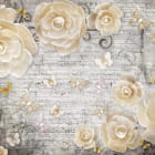 Miniatura fototapety Schmetterlinge auf cremefarbenen Rosen