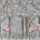 Miniatura fototapety Flamingo im Garten