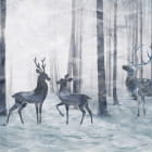 Miniatura fototapety Hirsch im Winterwald