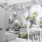 Miniatura fototapety Orchidee und Perlen 3D we wnętrzu salonu