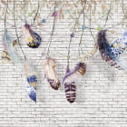 Miniatura fototapety Bunte Federn an der Wand