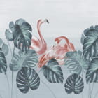 Miniatura fototapety Flamingo- und Monsterablätter