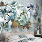 Miniatura fototapety Königsblaue Blumen 3D we wnętrzu sypialni