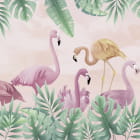 Miniatura fototapety Flamingo mit Blättern, Zeichnung