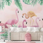 Miniatura fototapety Flamingo mit Blättern, Zeichnung we wnętrzu pokoju nastolatka