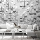 Miniatura fototapety Weißes Mosaik 3D we wnętrzu salonu