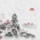 Miniatura fototapety Sakura-Blüte in den Bergen