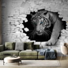 Miniatura fototapety Tiger 3D we wnętrzu salonu