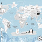 Miniatura fototapety Karte mit Tieren auf blauem Hintergrund