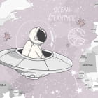Miniatura fototapety Rosa Weltkarte mit Astro fragment # 1