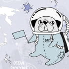 Miniatura fototapety Weltkarte mit Astronauten fragment #2