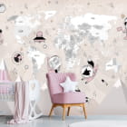 Miniatura fototapety Beige Karte mit Astronauten we wnętrzu pokoju dziecka