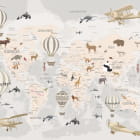 Miniatura fototapety Tiere auf beige Weltkarte