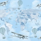 Miniatura fototapety Blaue Weltkarte mit Flugzeugen